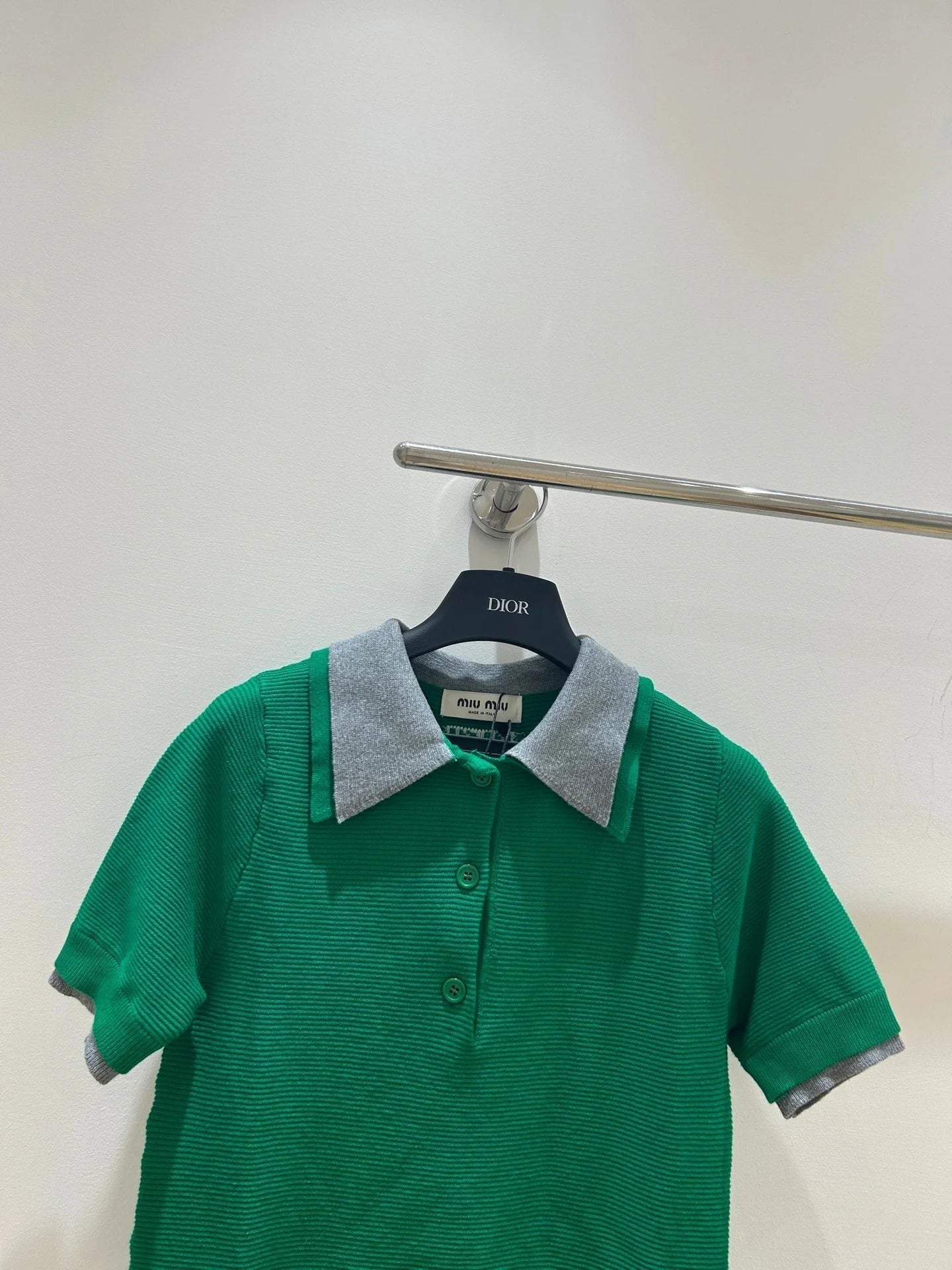 MIUMIU SHORT-SLEEVE KNIT POLO SHIRT STYLE 202