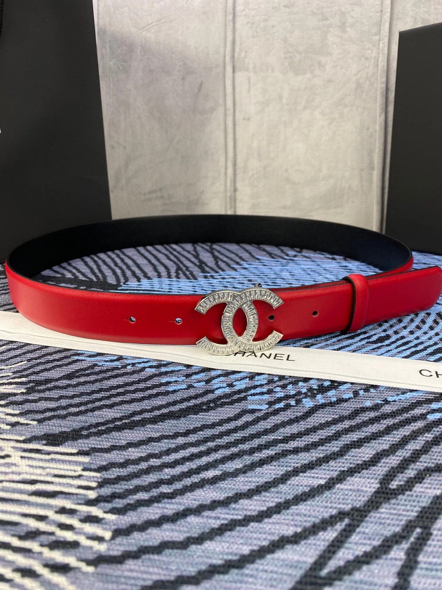 CC Women's Belt 3.0CM Red Cowhide 615099