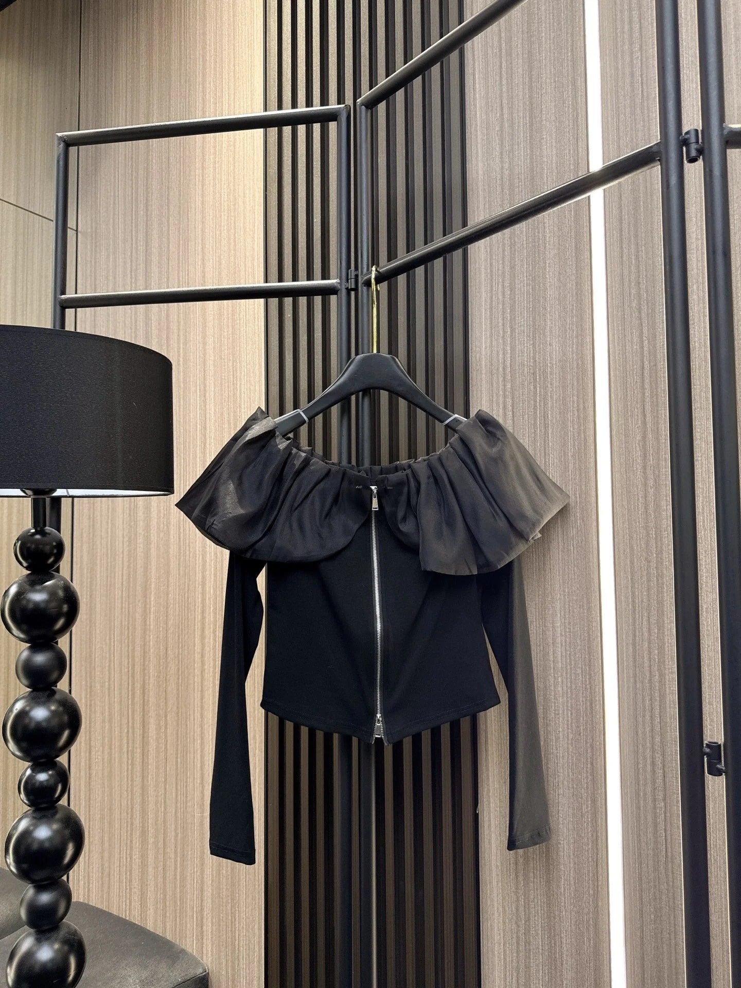 MIUMIU LONG-SLEEVE ZIP-UP TEE