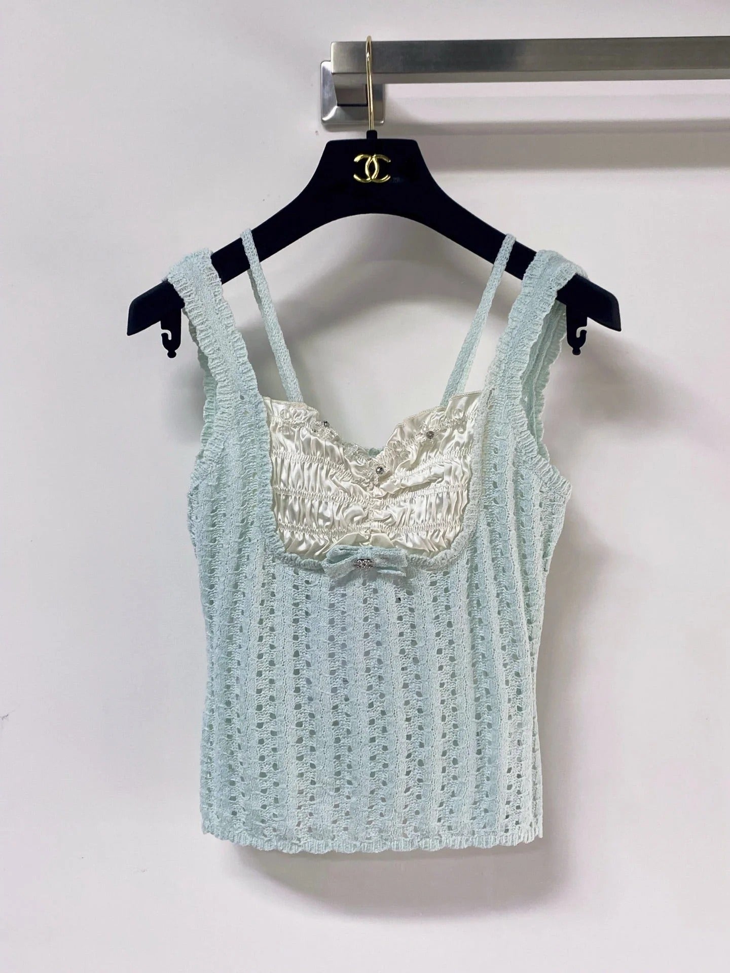 Chanel 2026 Knit Bustier Top Wool Laine With Satin Detailing 471895