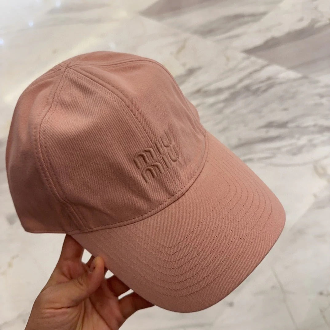 MM BASEBALL CAP IN MELON PINK FABRIC EMBROIDERED LOGO STYLE 4