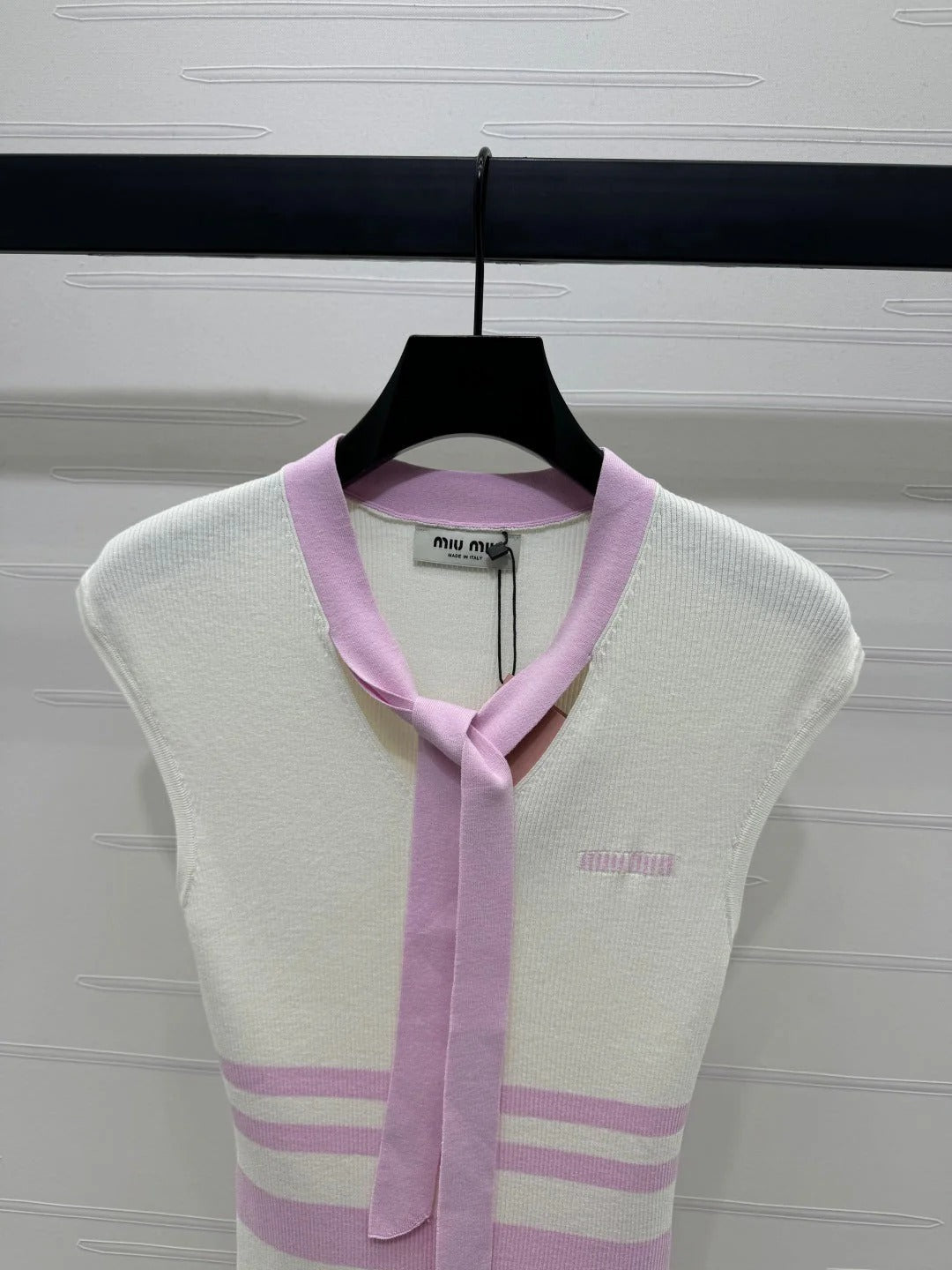 MIU 25S ICE STRIPE KNIT VEST 264116