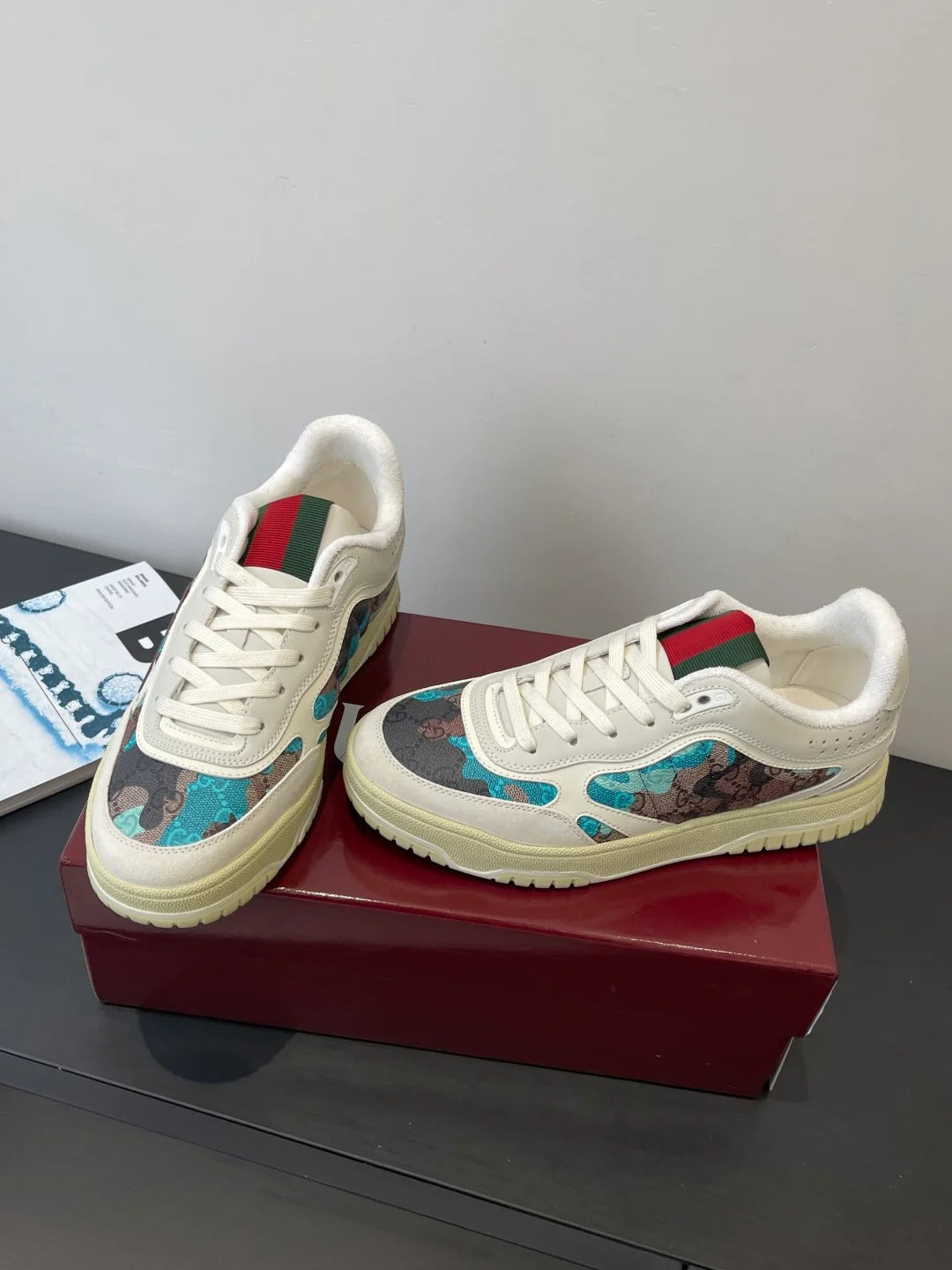 Gucci 2025 Re-Web Sneaker White Blue Leather Fabric
