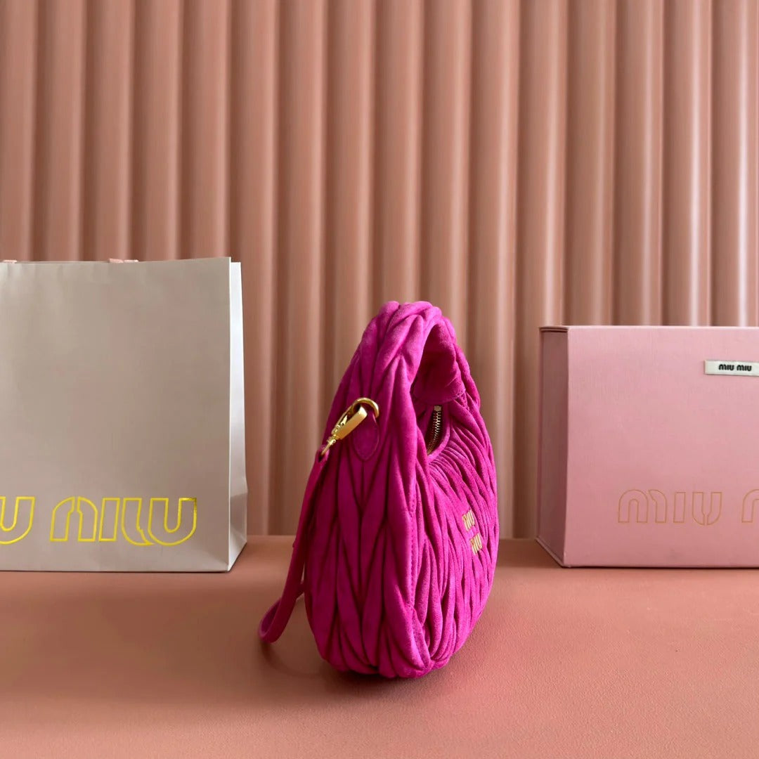 MIU MIU SUEDE HANDBAG 23 DEEP FUCHSIA