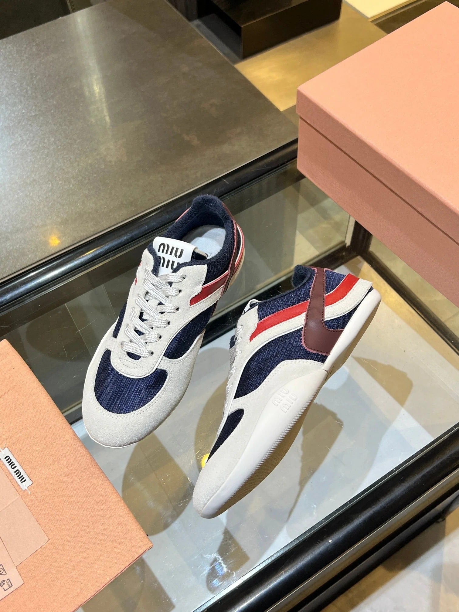 MIU x NB 26ss Sneaker White Blue Red Fabric Suede 625660