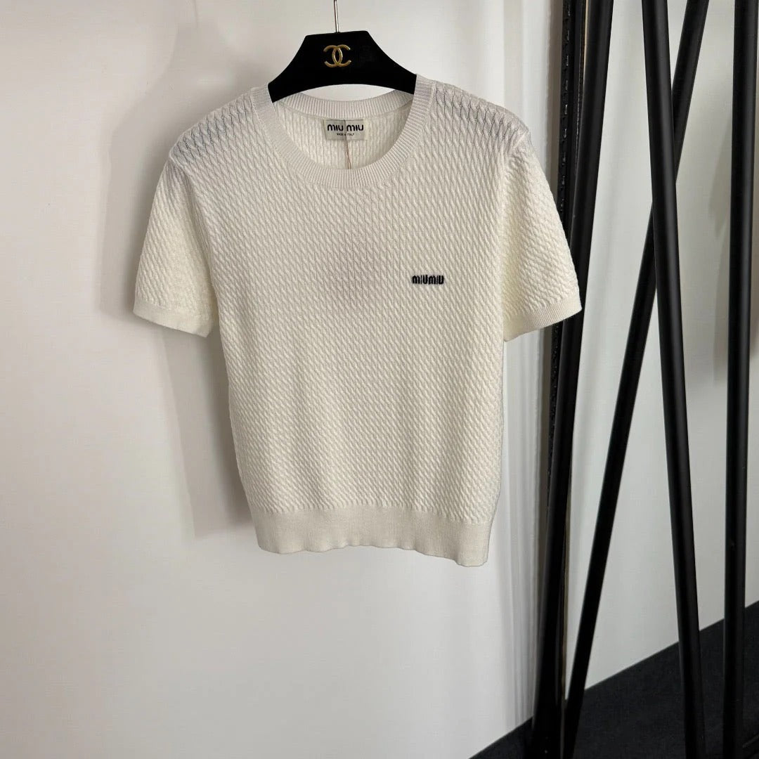 MIUMIU SHORT-SLEEVE KNIT TOP STYLE 421