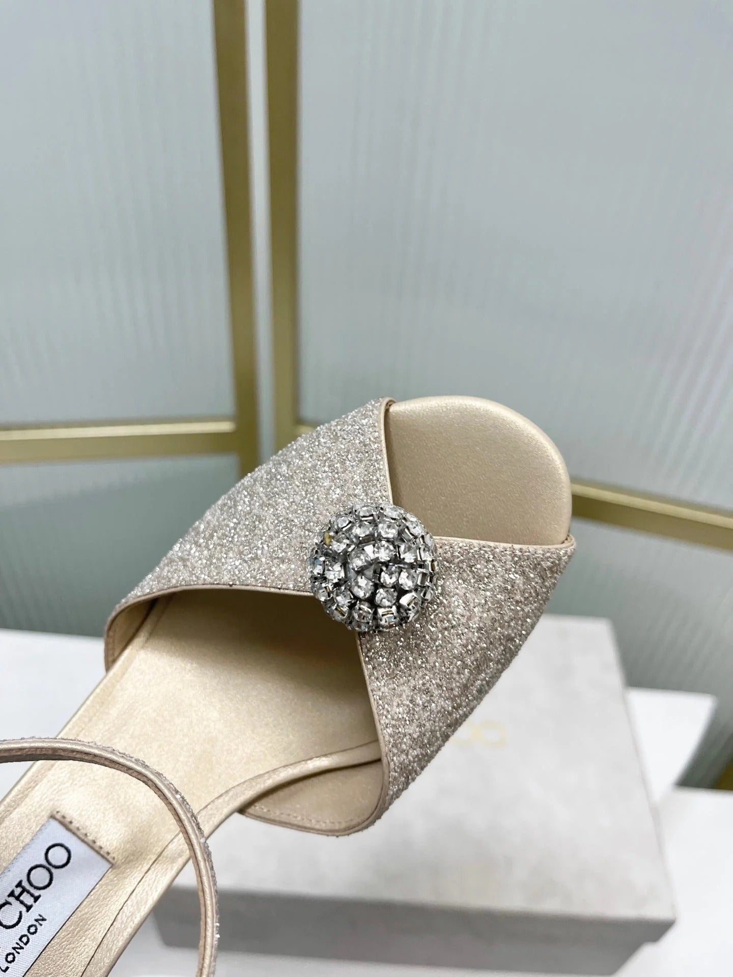 Jimmy 26s Peep-Toe High Heels 85 Beige Lace Sheepskin 605976