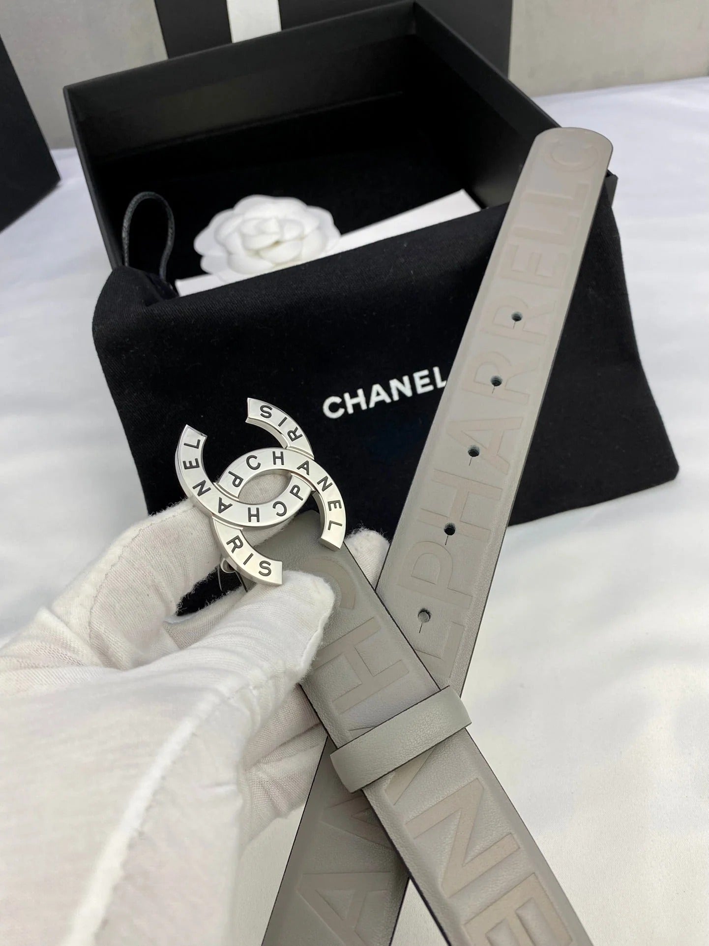 CC Women's Belt 3.0CM Charcoal Grey Cowhide 586500