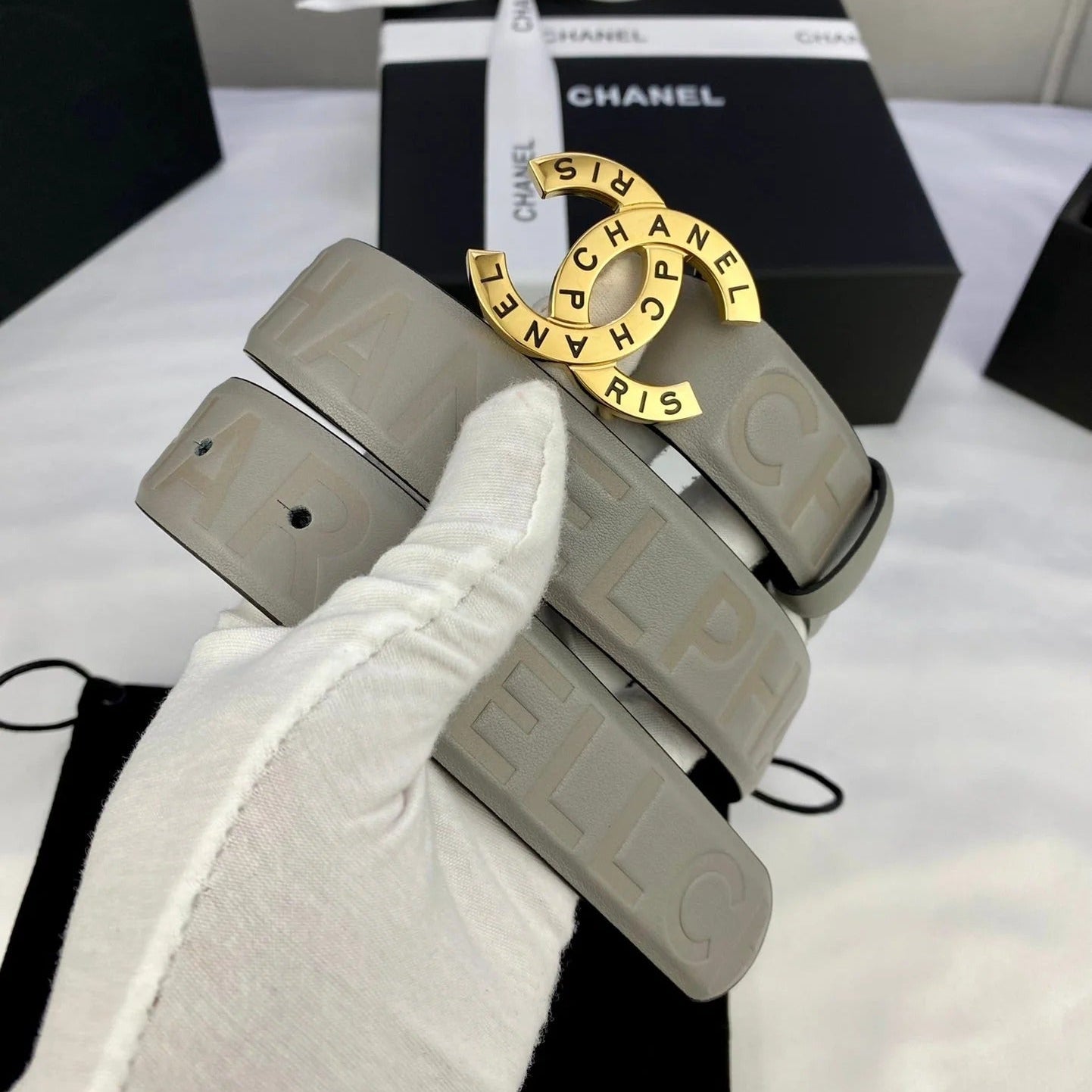 CC Women's Belt 3.0CM Charcoal Grey Cowhide 586500