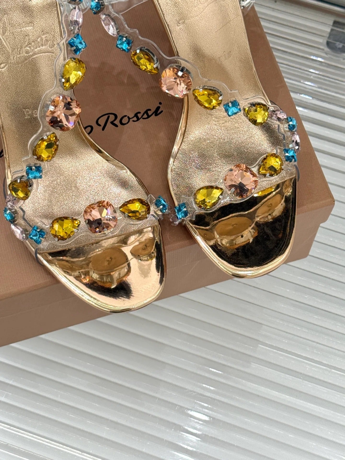 CL 2026 Rosa Z Jewel Heeled Sandal TPU Strass Calf Leather