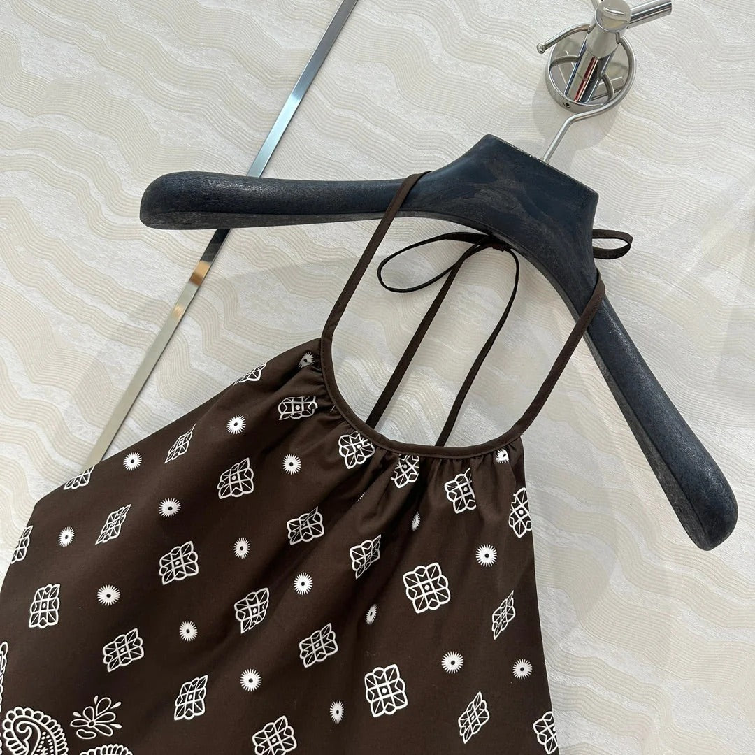 MIUMIU EARTH BROWN STRAPPY BACK TOP