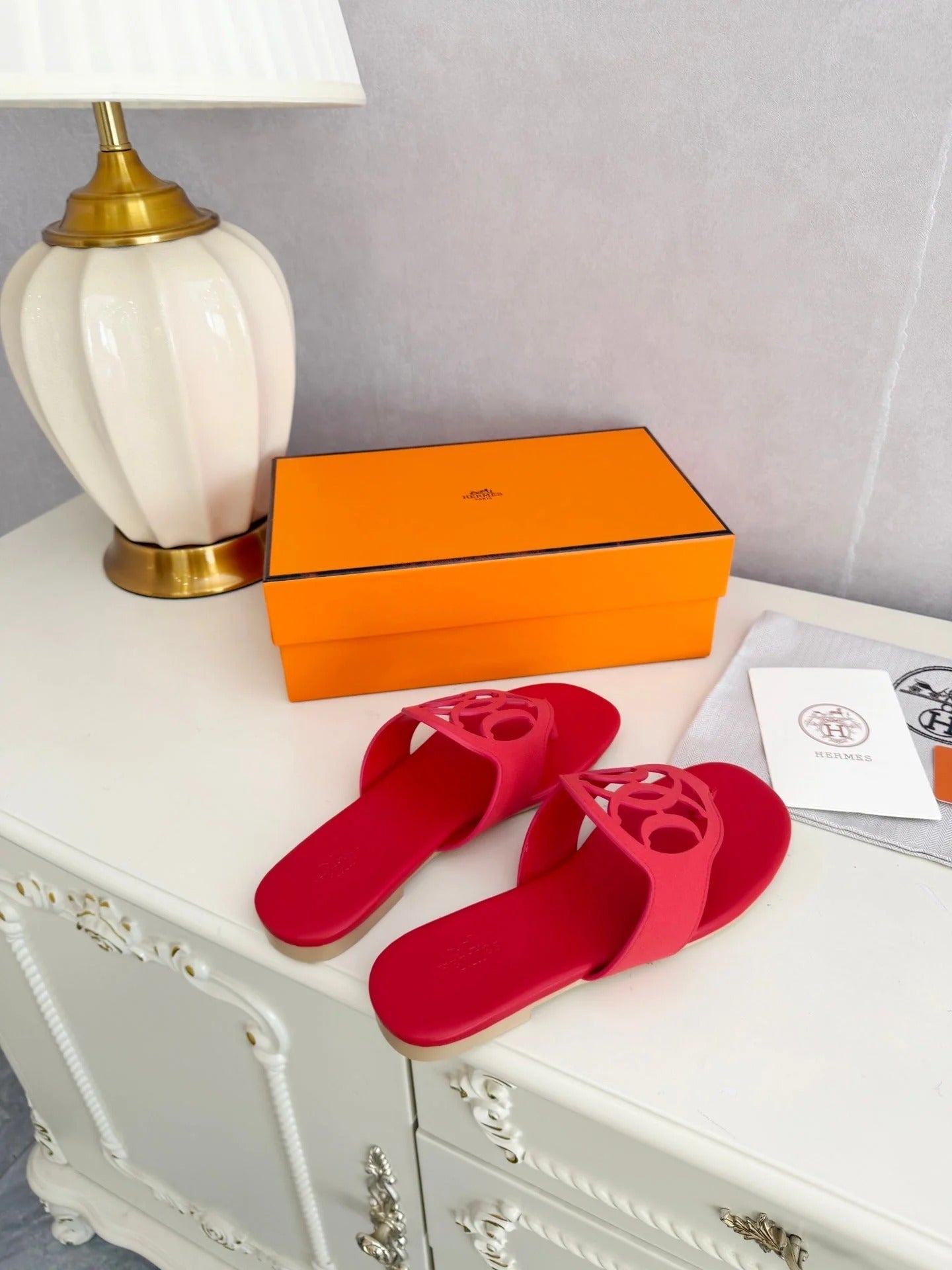 HM 26ss Pig-Nose Slipper Red Leather 605907