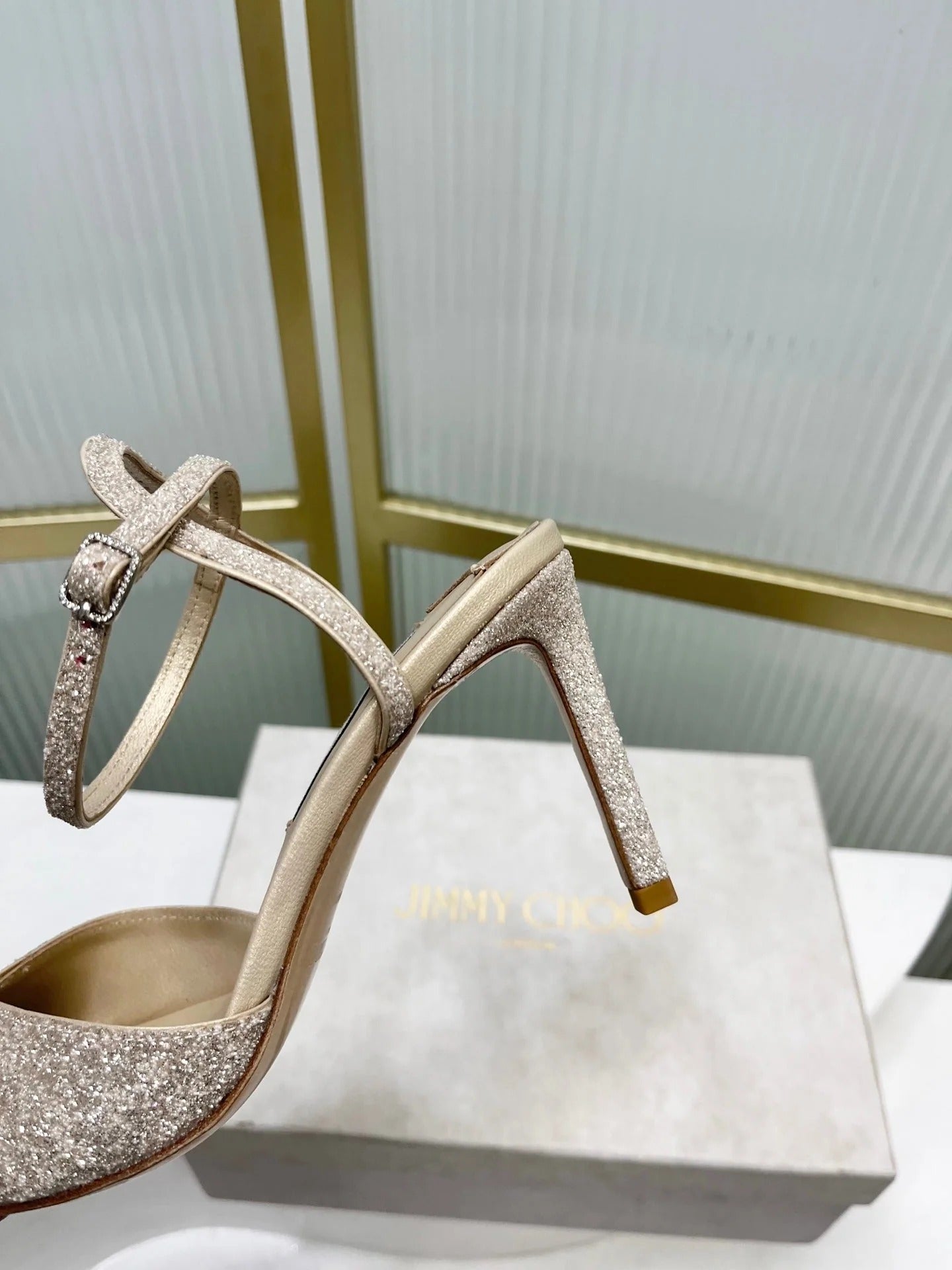 Jimmy 26s Peep-Toe High Heels 85 Beige Lace Sheepskin 605976
