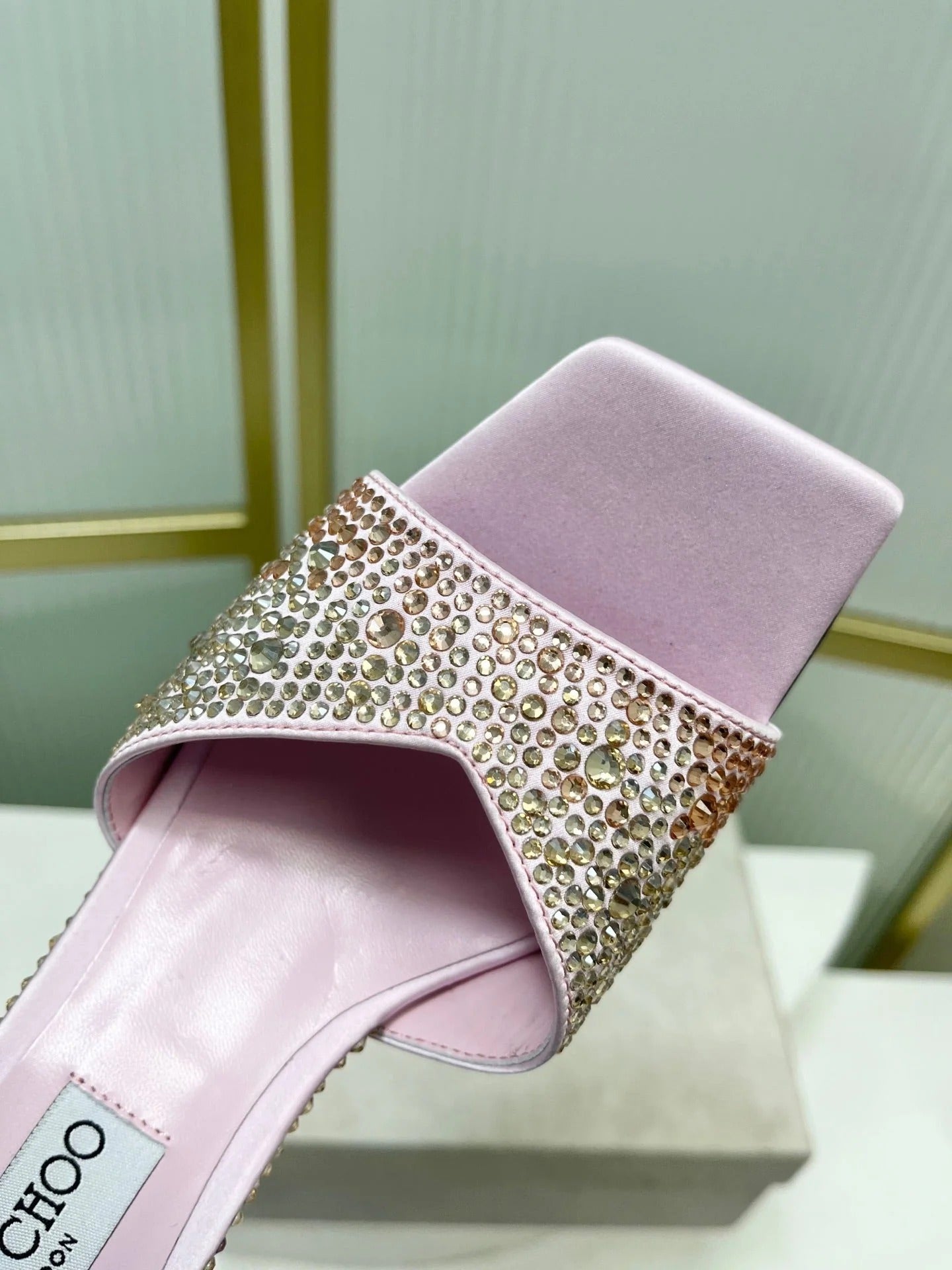 Jimmy 26s High-Heeled Slippers 65 Pastel Pink Diamond Sheepskin 605977