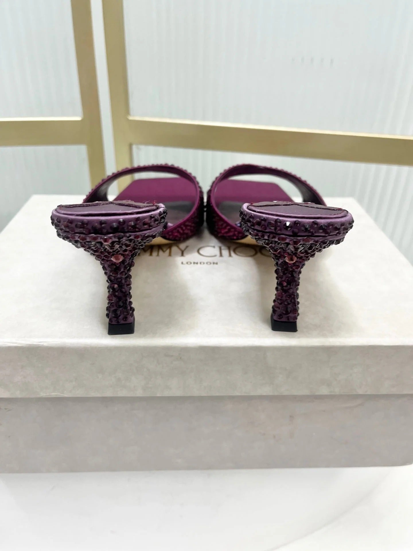 Jimmy 26s High-Heeled Slippers 65 Purple Diamond Sheepskin 605979
