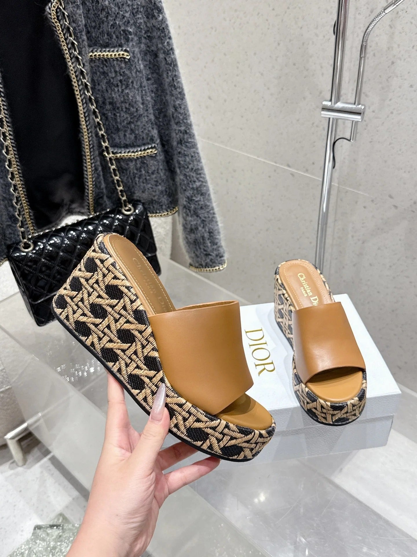 CD 26s Platform Sandal 65 Brown Monogram Leather 636352