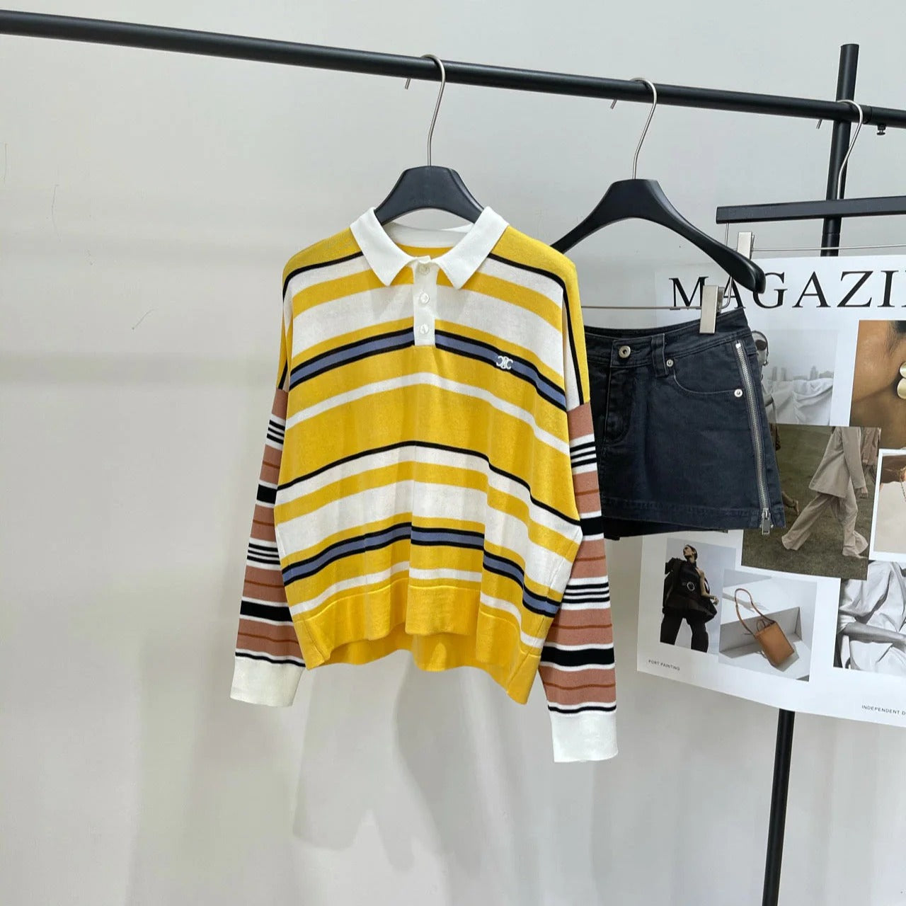CELINE LONG-SLEEVE POLO SWEATER 275977