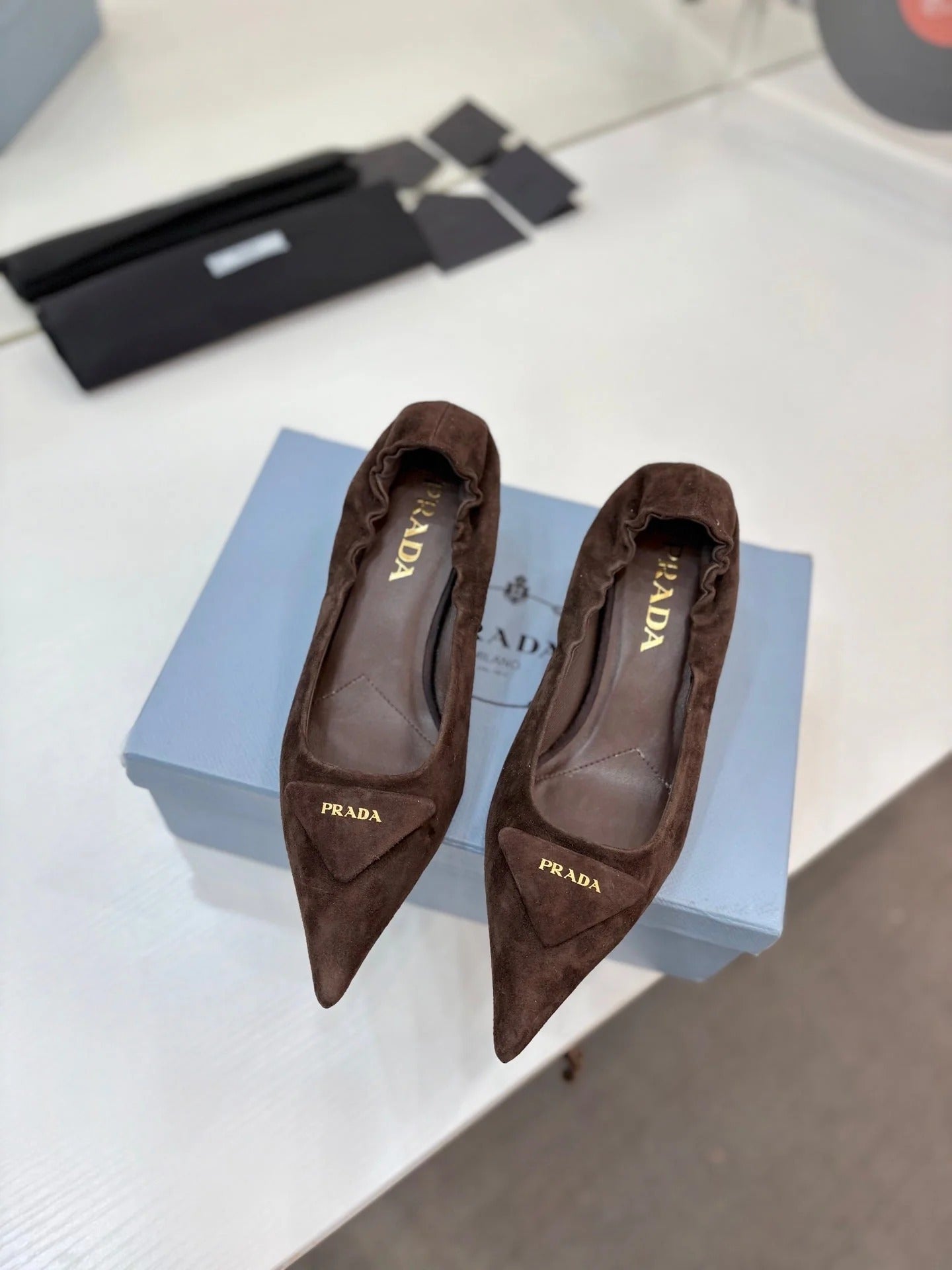 PRA 26S Pointed Toe High Heels 55 Dark Brown Suede 627134
