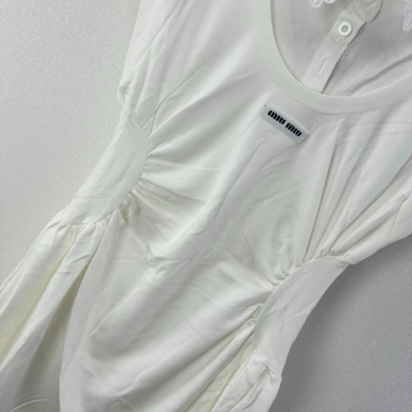 Miumiu 2026 Lace Short-sleeved Dress White Cotton 395700