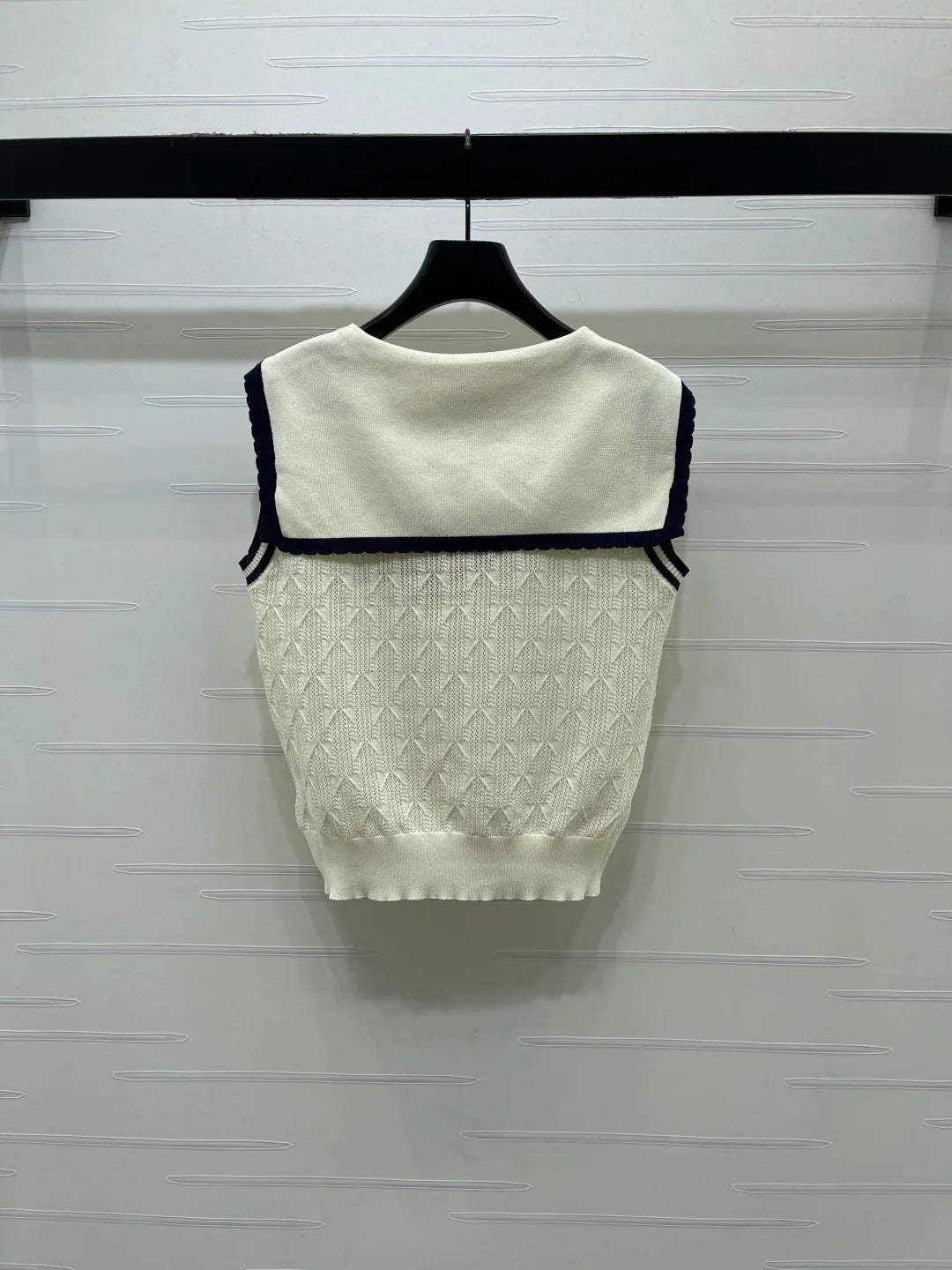 Miumiu 2026 Cable-knit Sleeveless Sweater Vest Cream Cotton