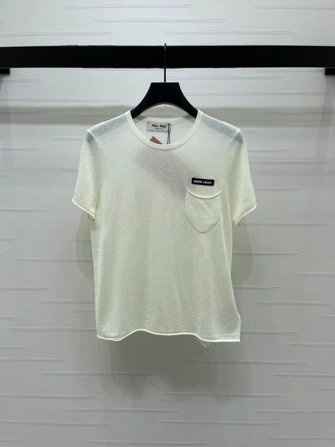 Miu Miu 2026 T-shirt Gray White Navy Blue Wool