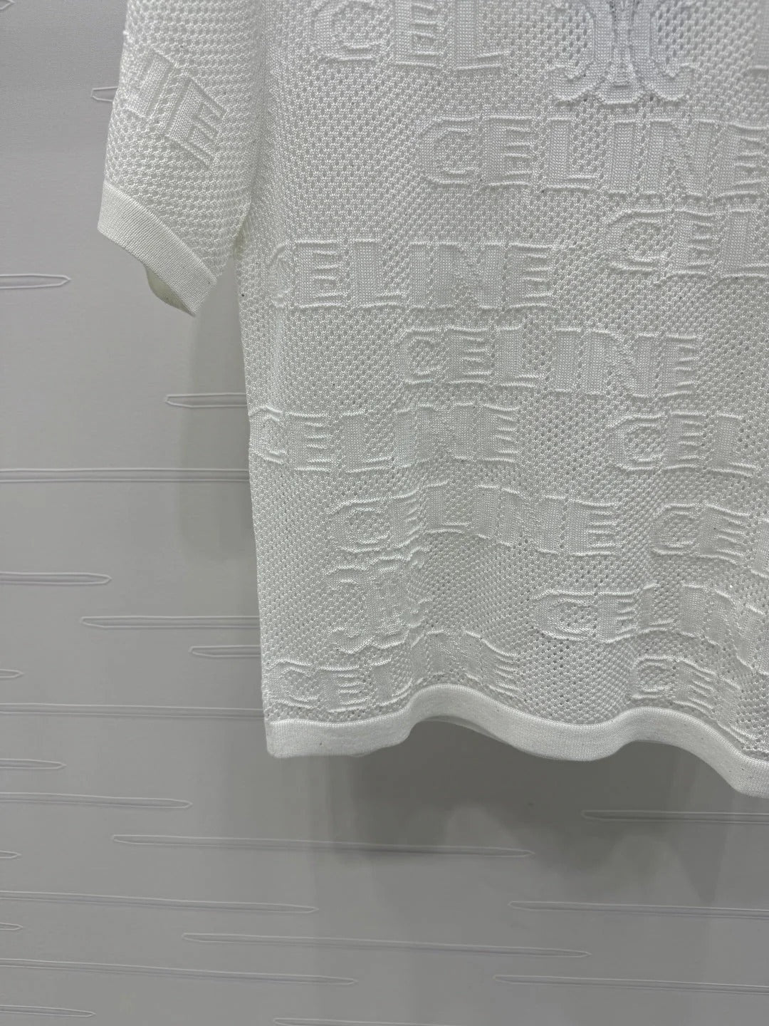 CELINE SHORT-SLEEVE CROCHET TOP WHITE 274807
