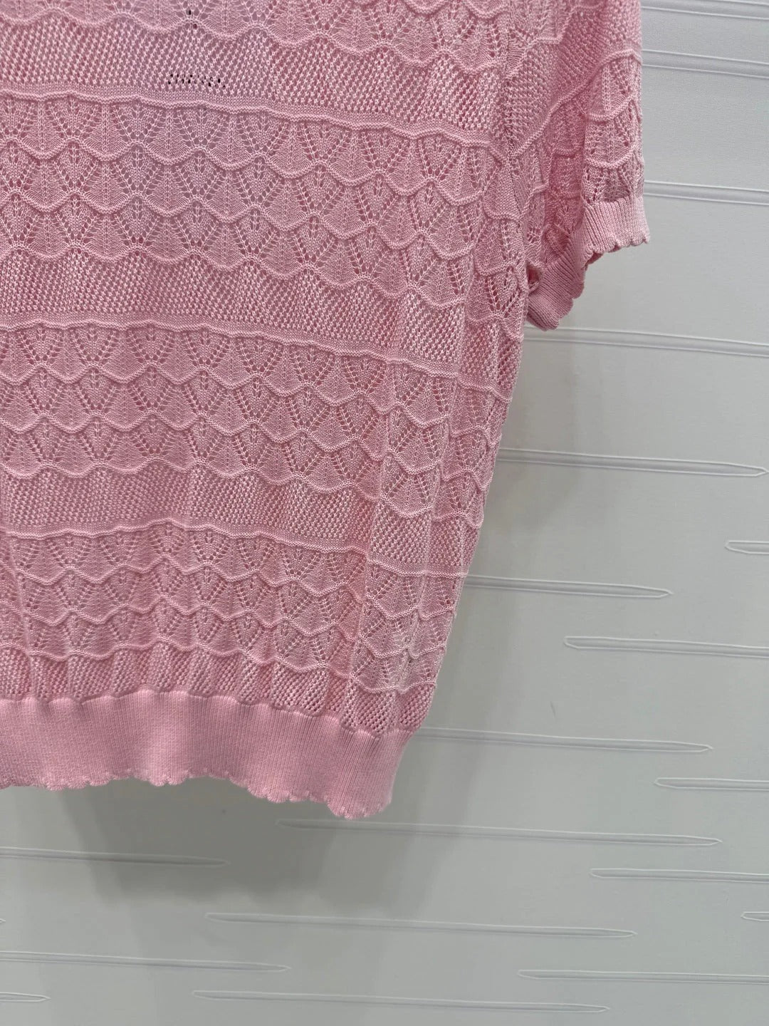 CHANEL 25S HOLLOW KNIT SHORT SLEEVE TOP 264152
