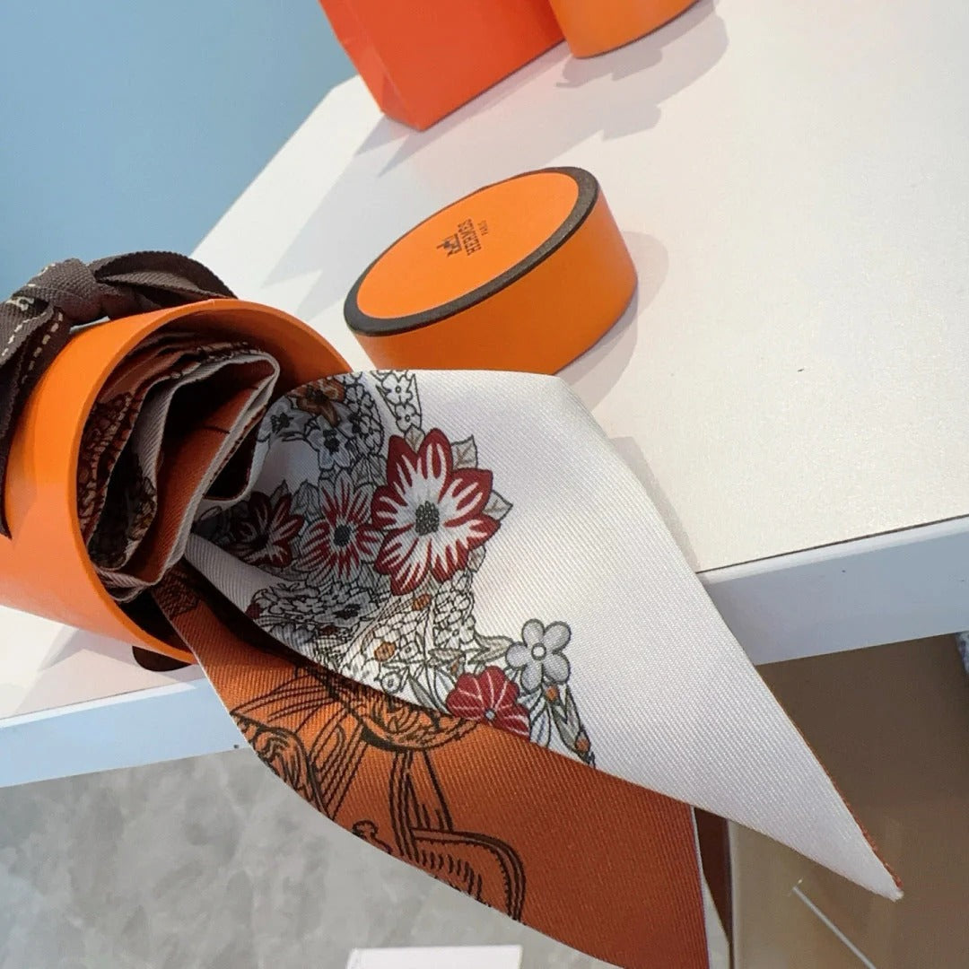 HERMES 25S SILK NECKERCHIEF 86 IN SILK 714381
