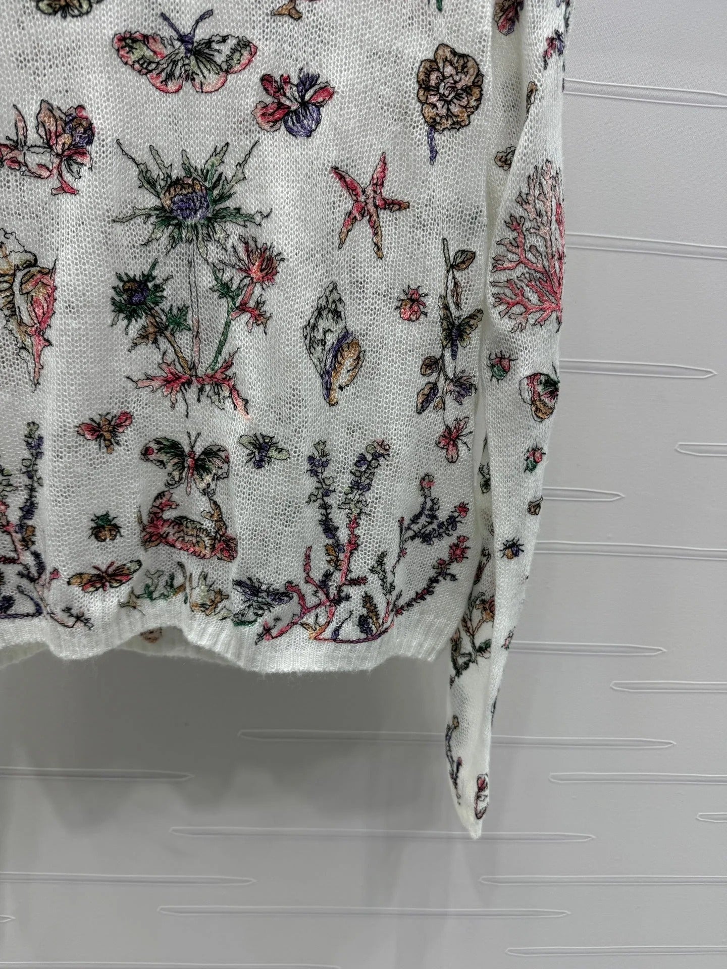 DIOR FLORAL EMBROIDERED KNITTED LONG-SLEEVE TOP 276696