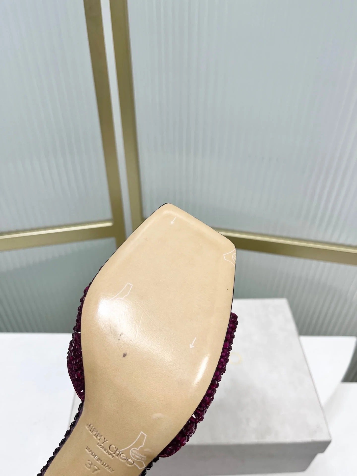Jimmy 26s High-Heeled Slippers 65 Purple Diamond Sheepskin 605979