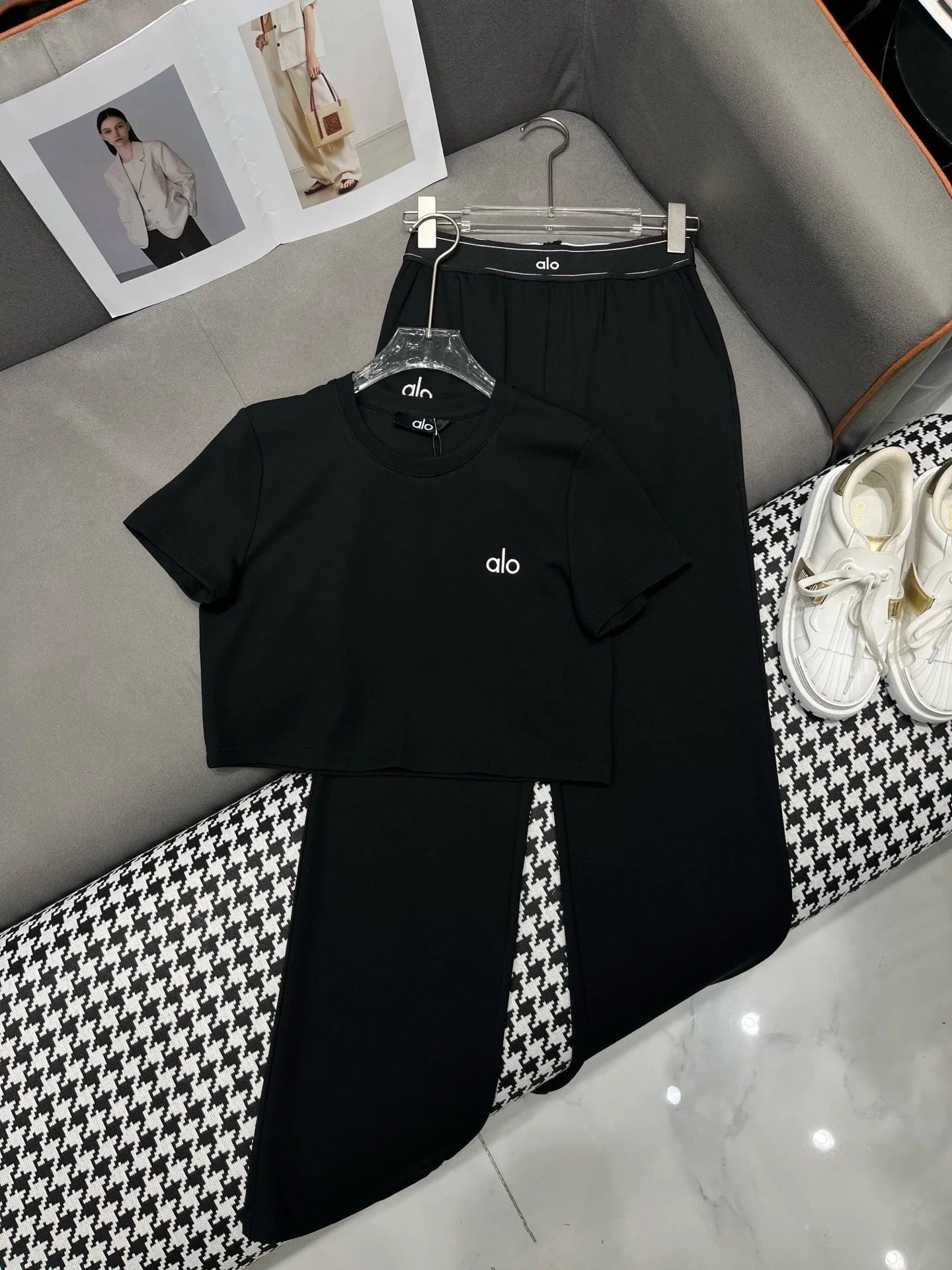T SHIRT AND WIDE LEG PANTS SET 4 WAY STRETCH FABRIC 266707