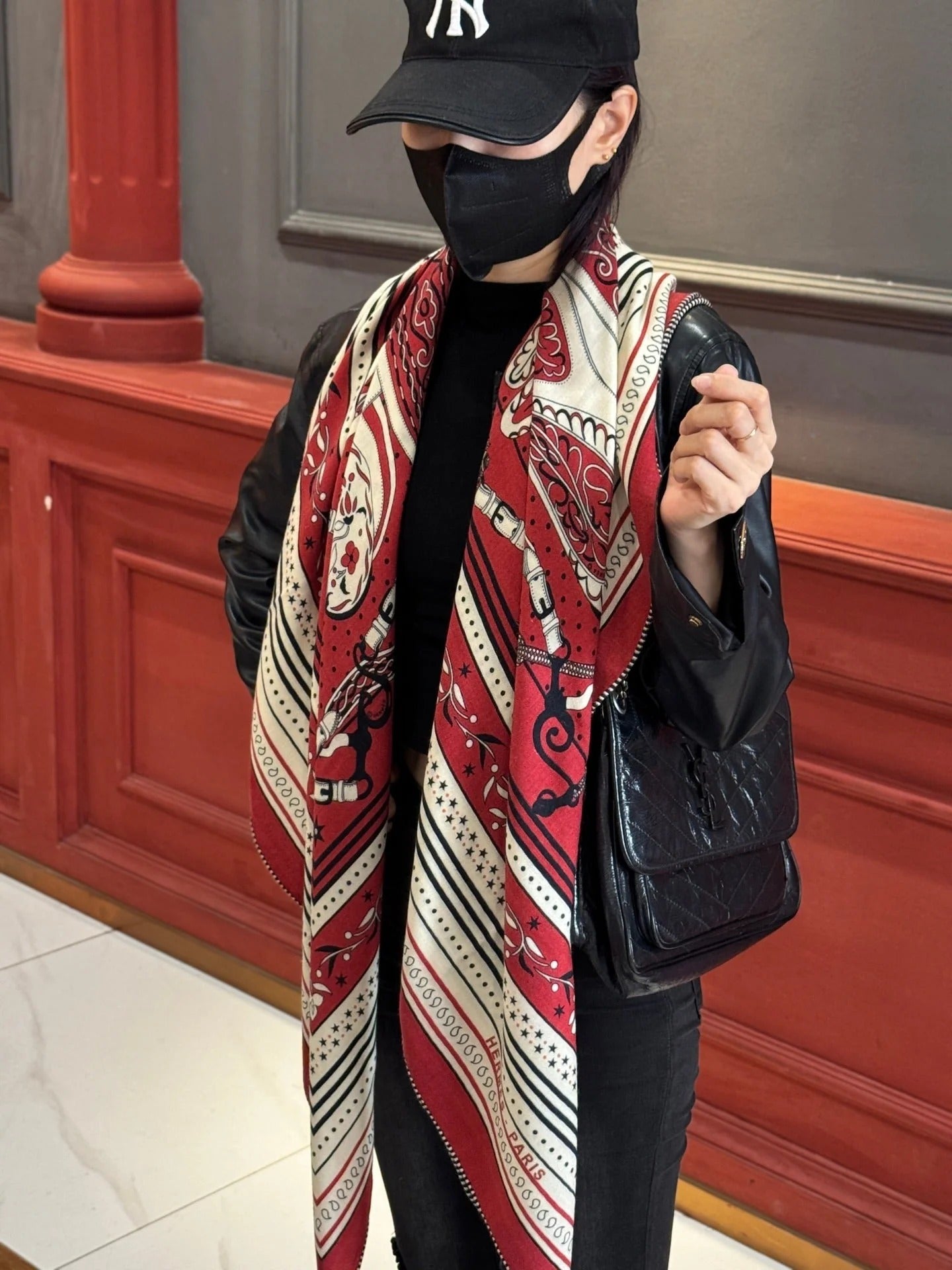 HERMES 25S SCARF 140 IN CASHMERE SILK 727317