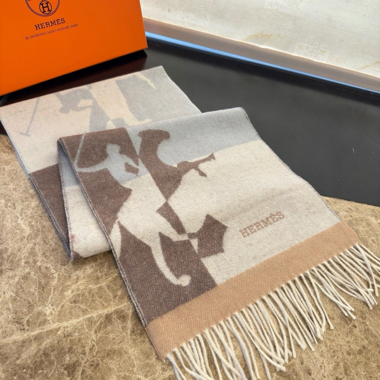 HERMES 25S SCARF 170 IN CASHMERE 854666