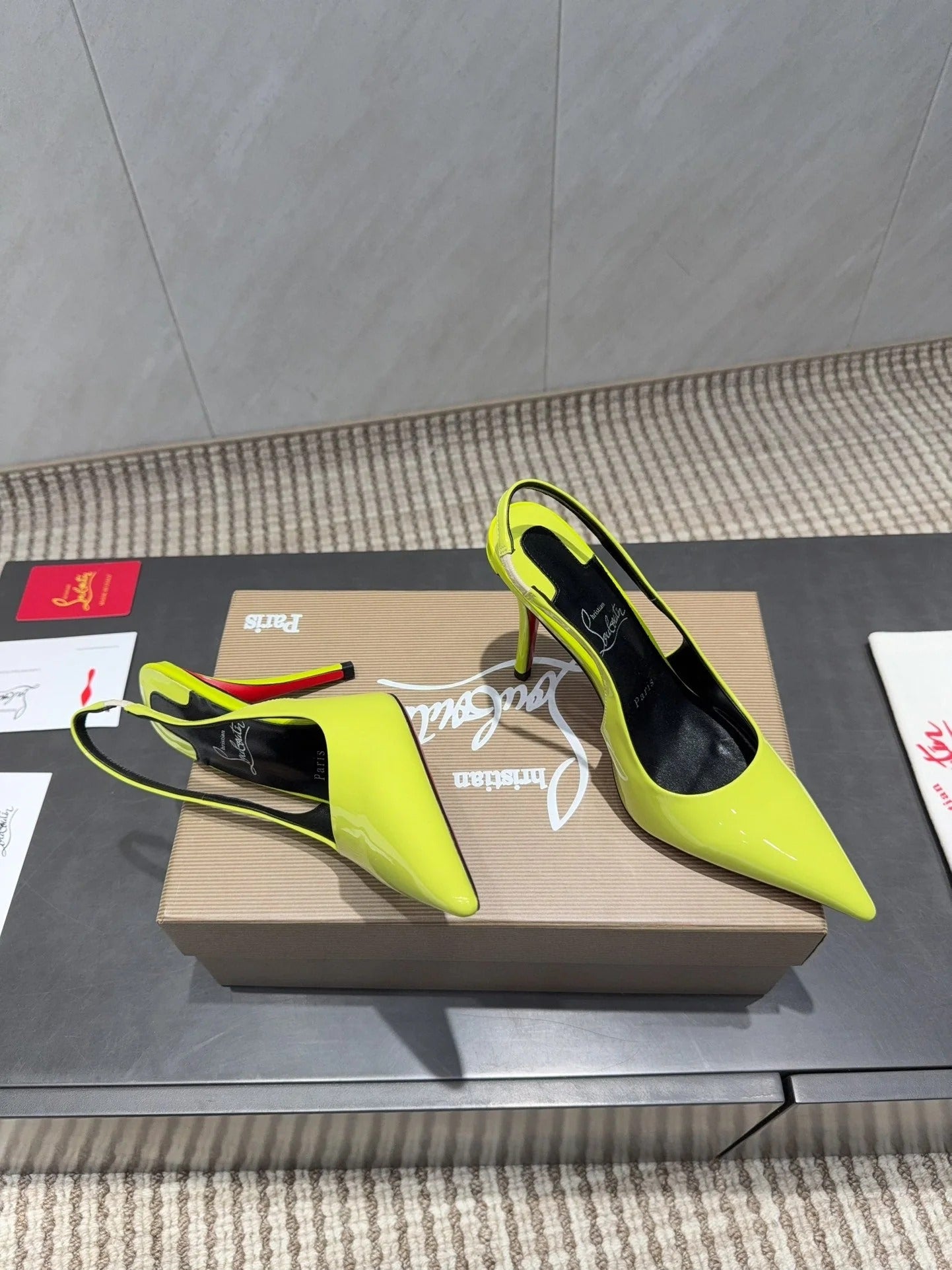 CL 26SS Slingback 100 Neon Yellow Patent Leather 613988