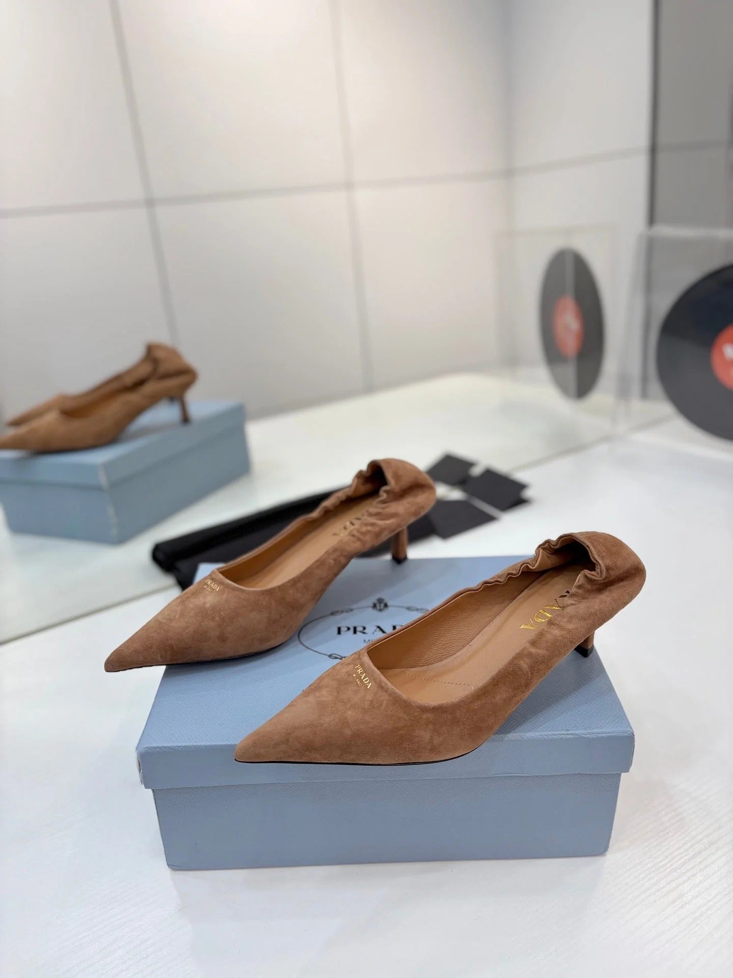 PRA 26S Pointed Toe High Heels 55 Brown Suede 627127