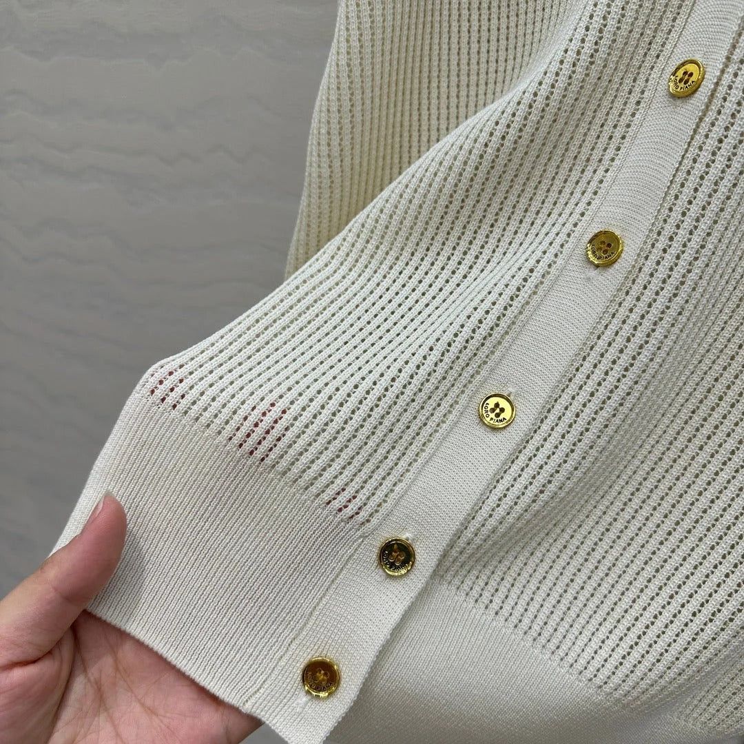 LP CREAM V-NECK KNIT CARDIGAN