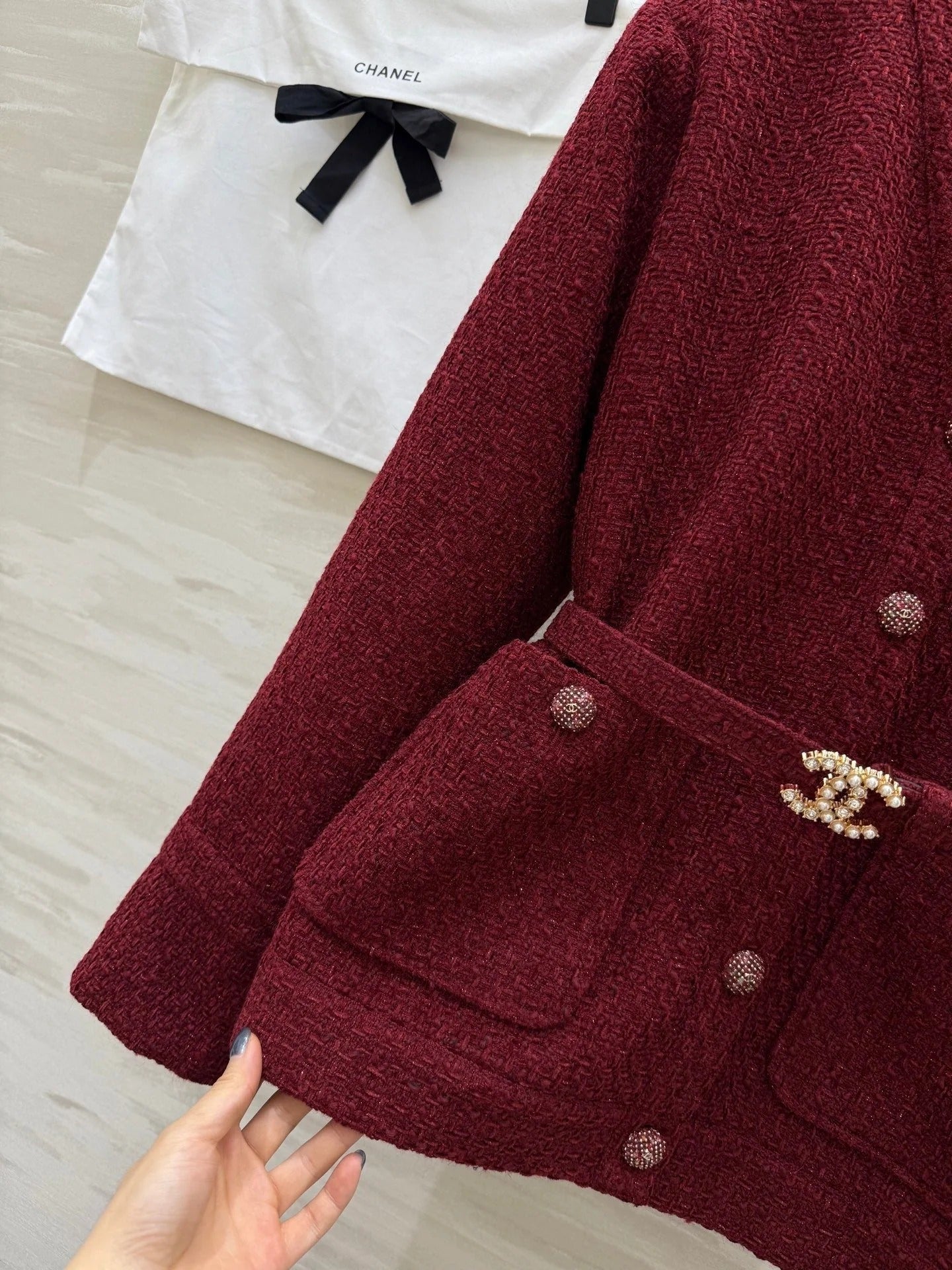 CHANEL 25S V-NECK TWEED JACKET 609