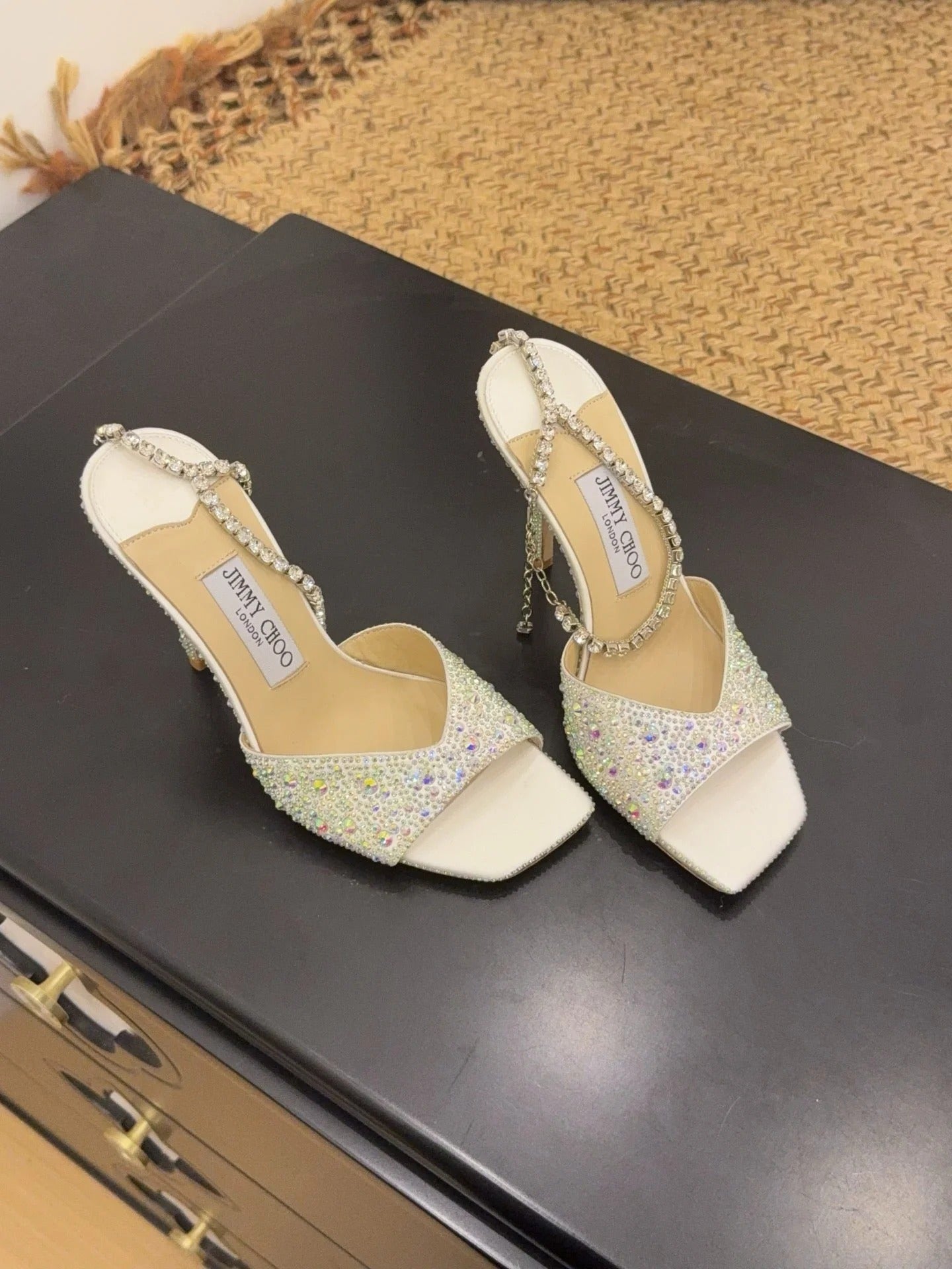 Jimmy 26s Platform Sandal 100 Ivory Multicolor Leather Diamond 602329