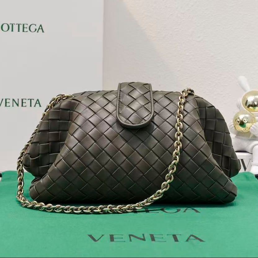 Bottega Veneta 2026 Teen Lauren 1980 With Chain Bag 31cm Moss Green Leather