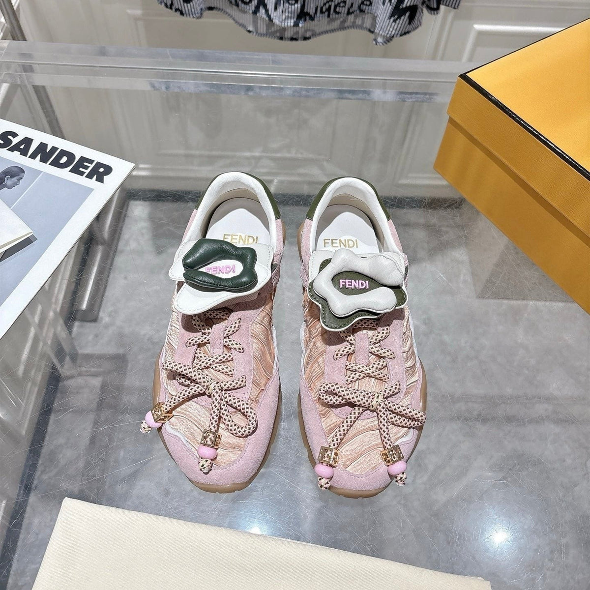 Fendi 26S Sneakers Light Pink Fabric And Suede