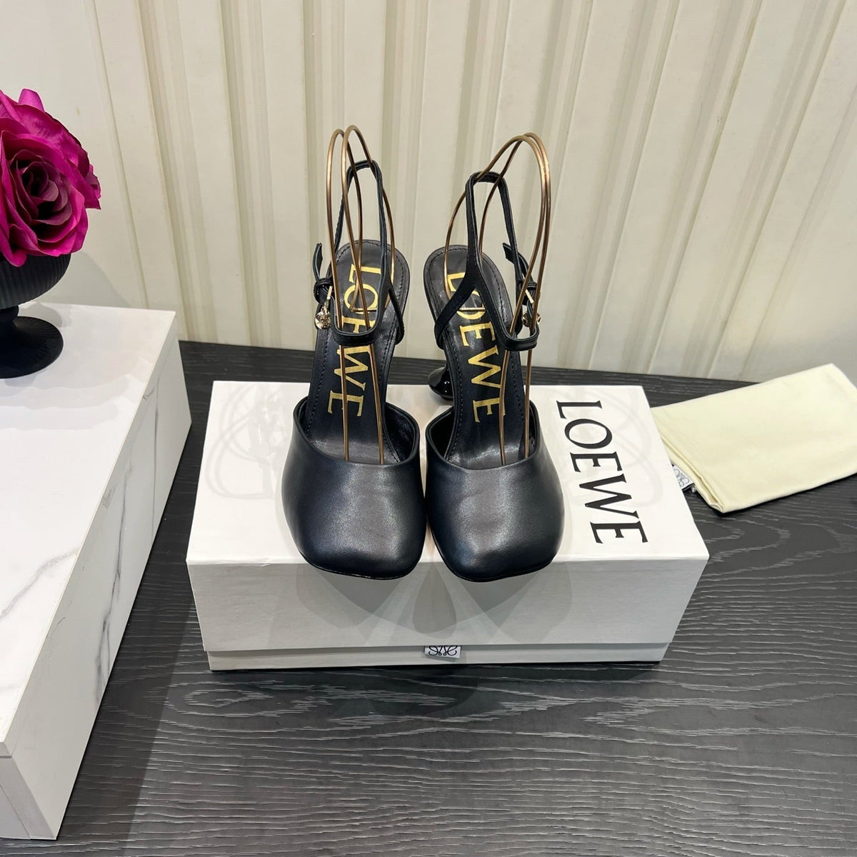 Loewe 26S High Heels 60 mm In Black Calfskin