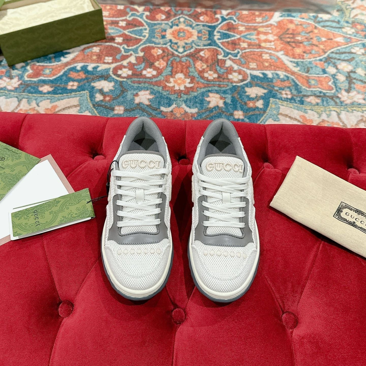 GG 26s Sneakers White Mesh Fabric And Grey Calfskin