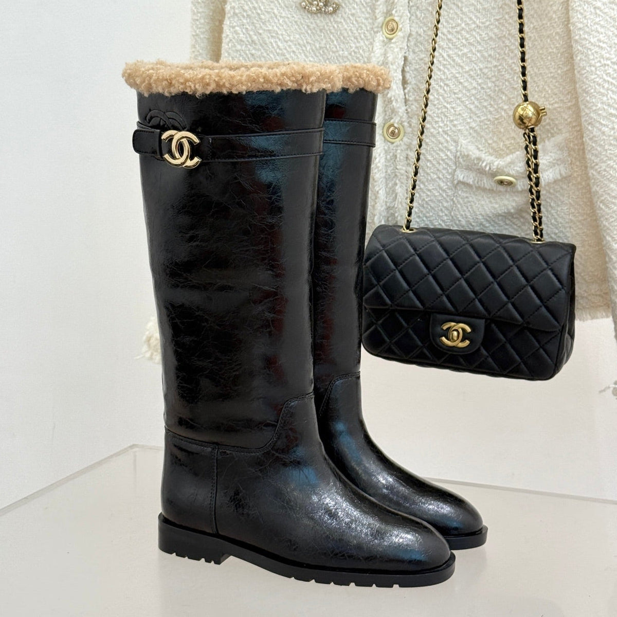 Chanel 2026 Snow Boots Suede Leather Wool 188565