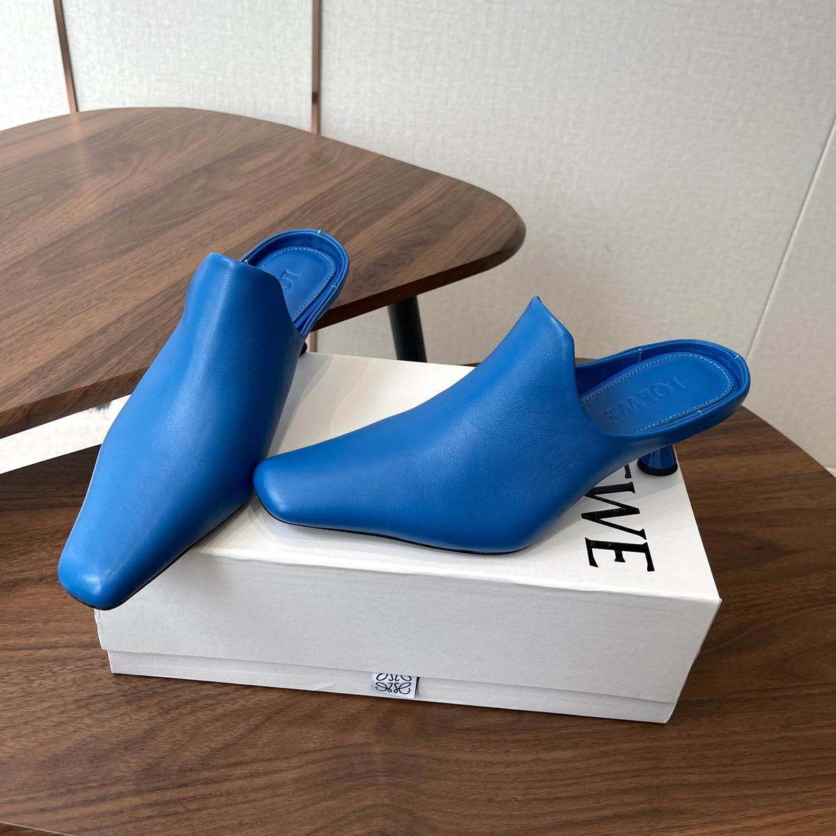 Loewe 26S Emily Mule 55mm In Blue Calfskin