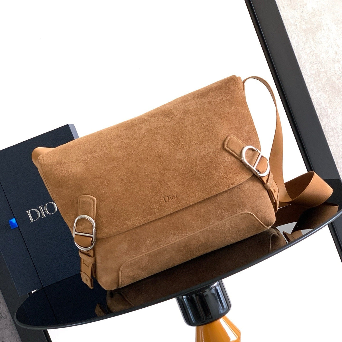 Dior 2026 Medium Jett Flap Bag 31cm Suede Leather Canvas 400813