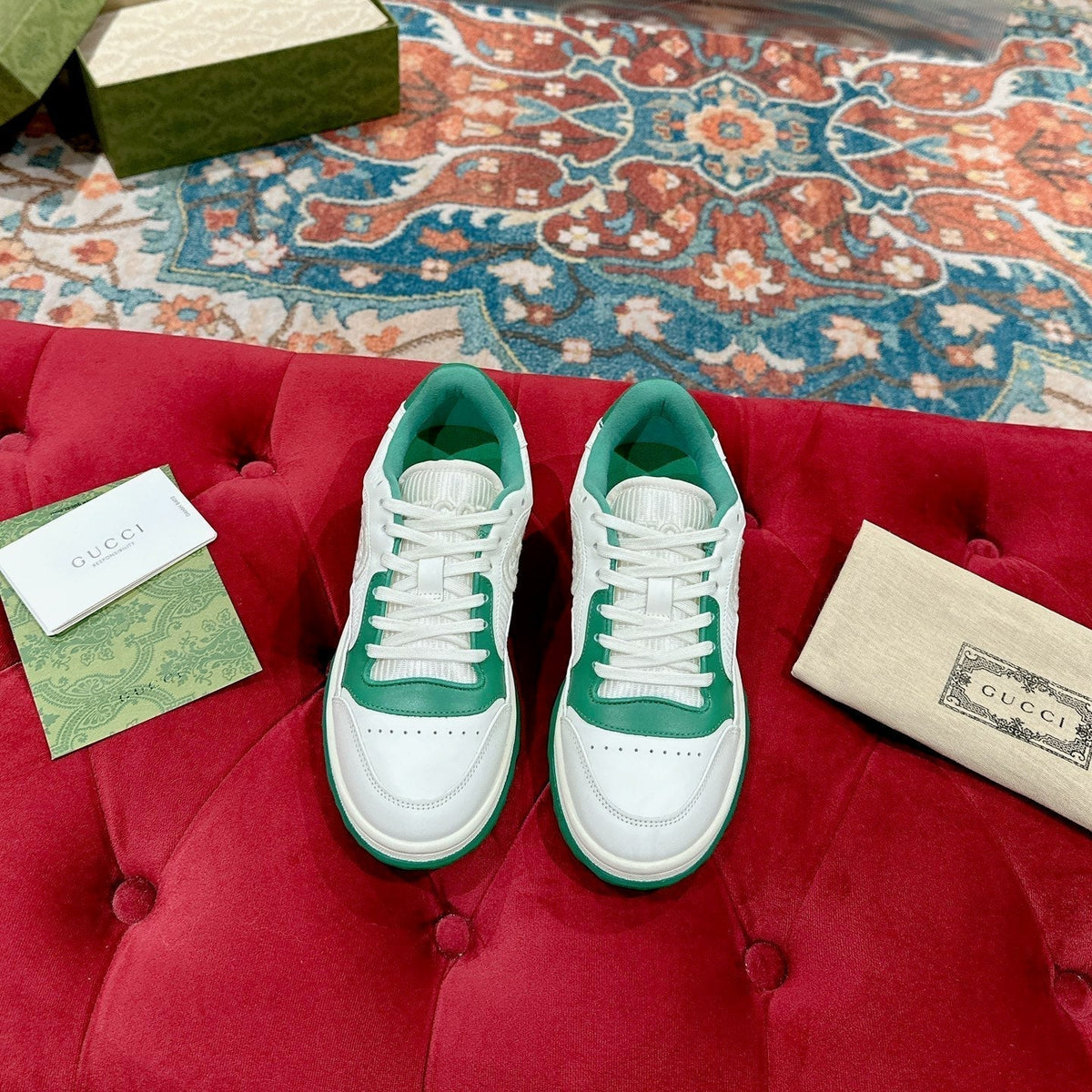 GG 26s Sneakers White Mix Green Calfskin