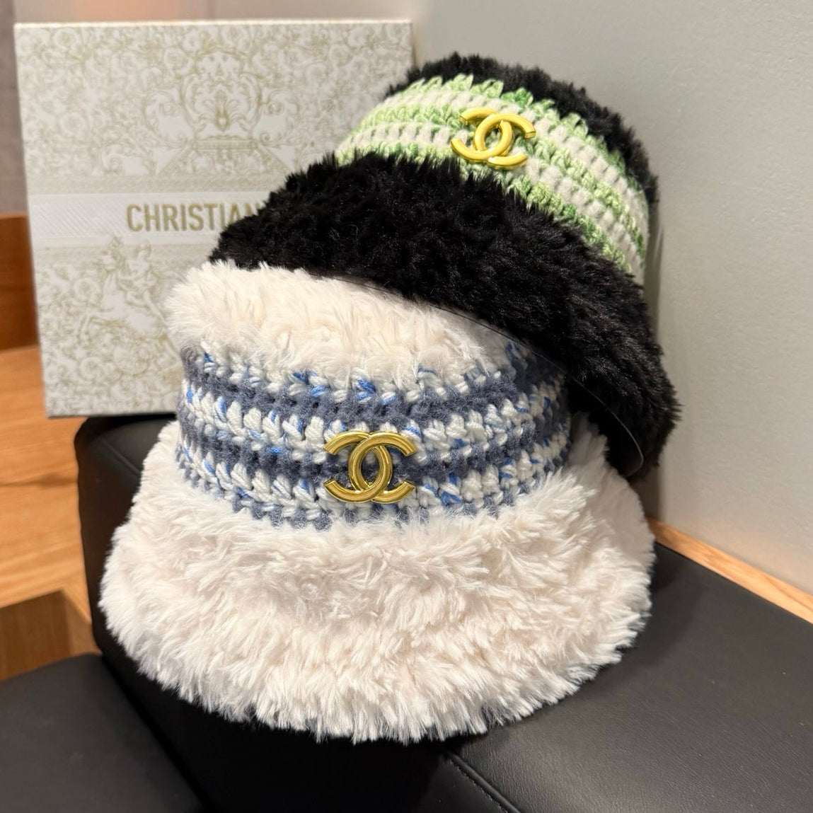 Chanel 2026 Chunky Bucket Hat Knit Wool 550205