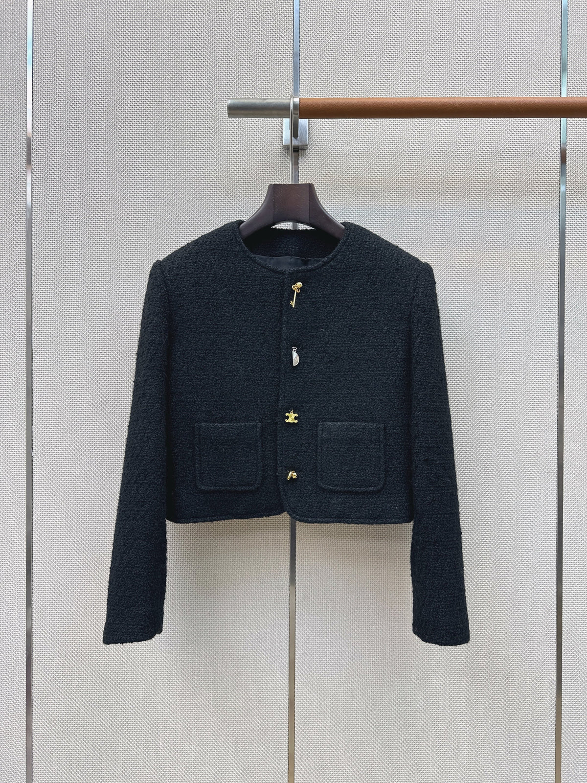 CC Cropped Tweed Jacket Wool Blend