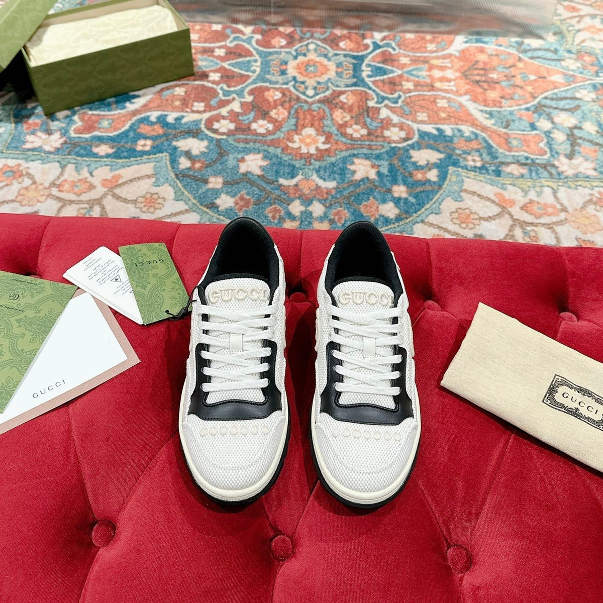 GG 26s Sneakers White Mesh Fabric And Black Calfskin
