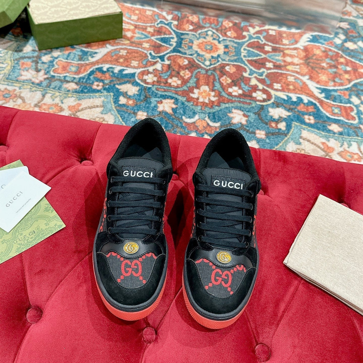 GG 26s Screener Sneaker Black And Red GG Canvas